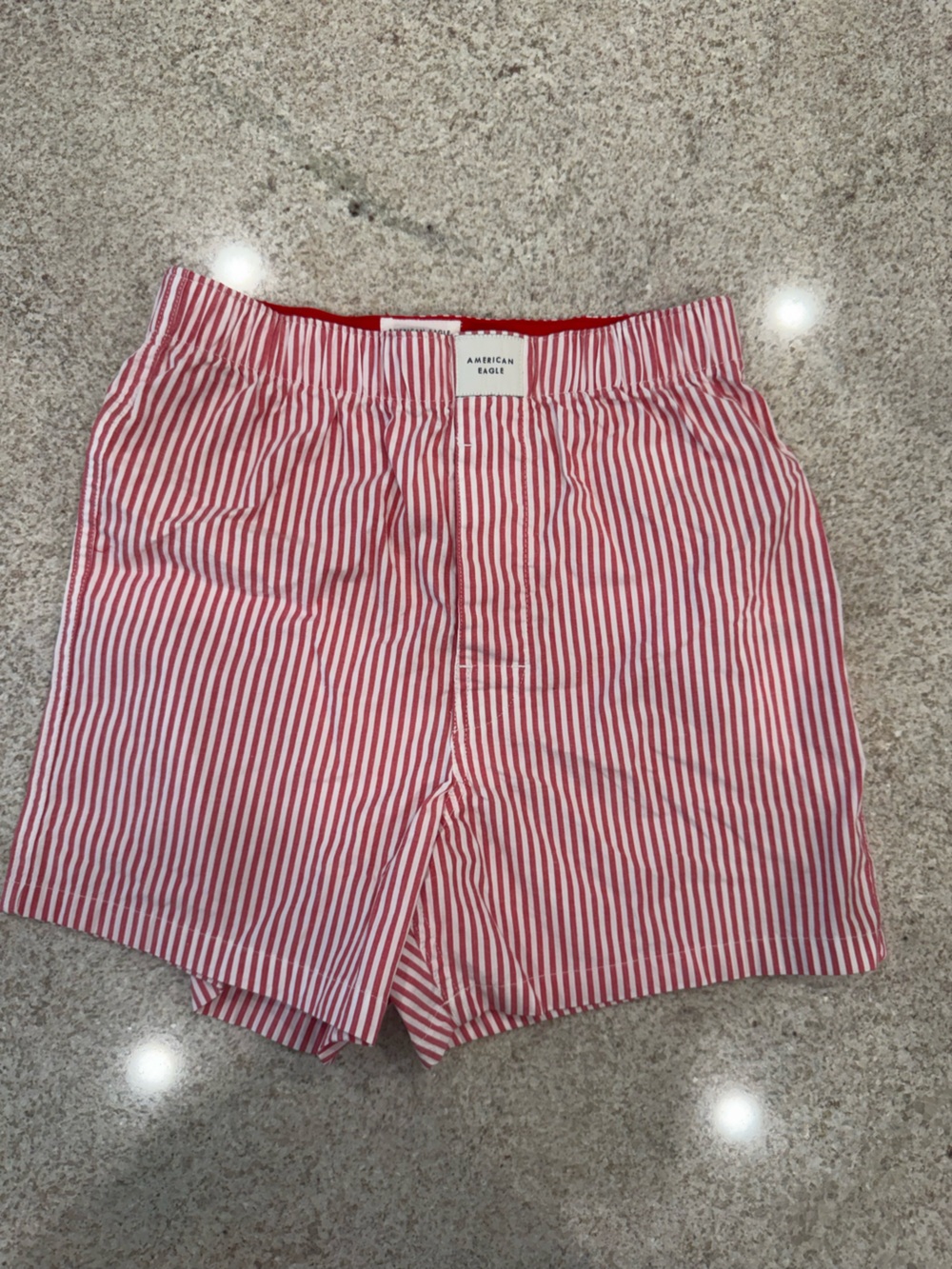 American Eagle Outfitters Red and White Striped Men’s Shorts